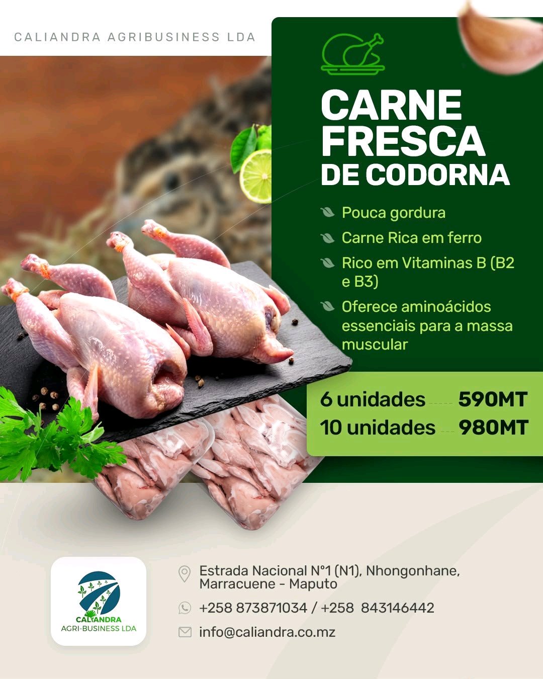 Codornas processada
