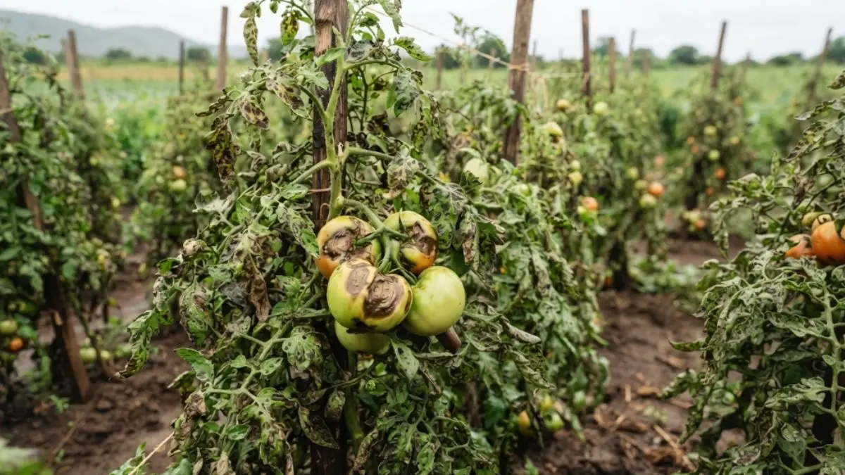 O fruto do tomate também pode ser atacado